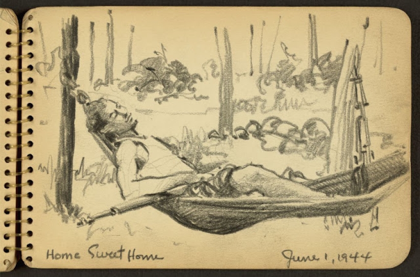 La Segunda Guerra Mundial en los dibujos de un soldado de 21 años hechos en 1944