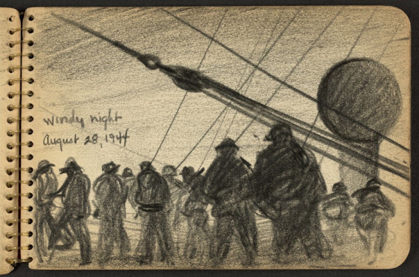 La Segunda Guerra Mundial en los dibujos de un soldado de 21 años hechos en 1944