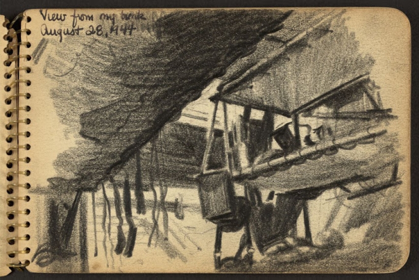 La Segunda Guerra Mundial en los dibujos de un soldado de 21 años hechos en 1944