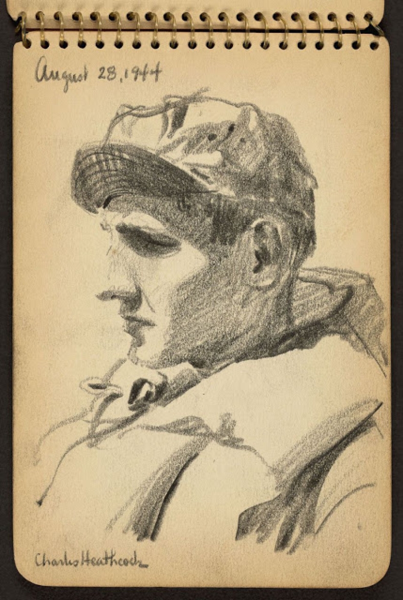 La Segunda Guerra Mundial en los dibujos de un soldado de 21 años hechos en 1944