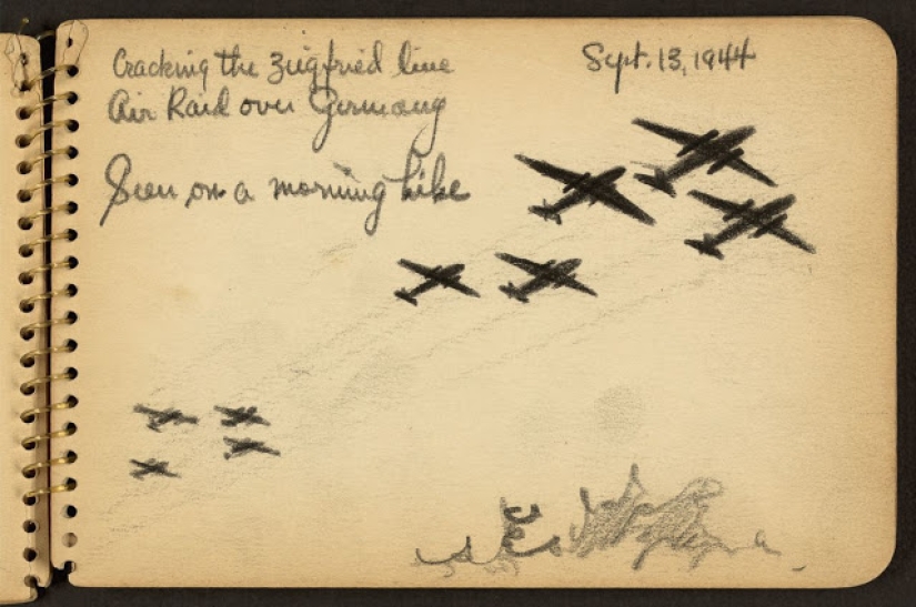 La Segunda Guerra Mundial en los dibujos de un soldado de 21 años hechos en 1944