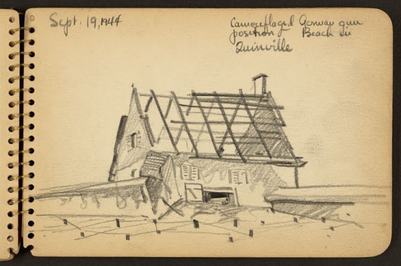 La Segunda Guerra Mundial en los dibujos de un soldado de 21 años hechos en 1944