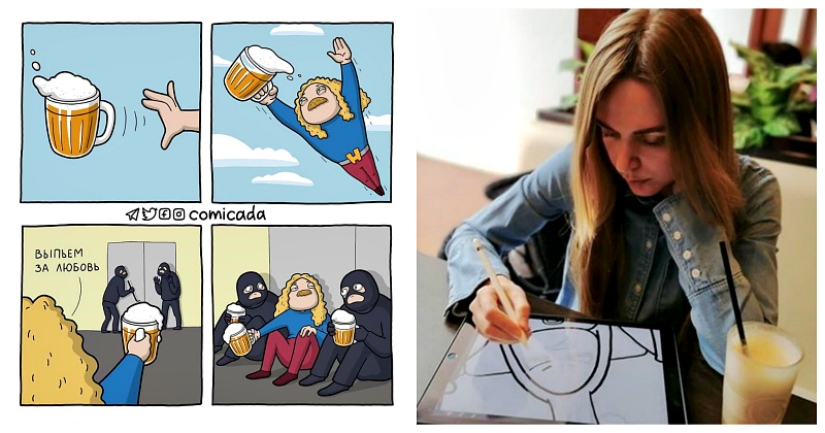 Las estrellas del mundo del espectáculo ruso en las imágenes de superhéroes y otros cómics divertidos del artista de Chelyabinsk
