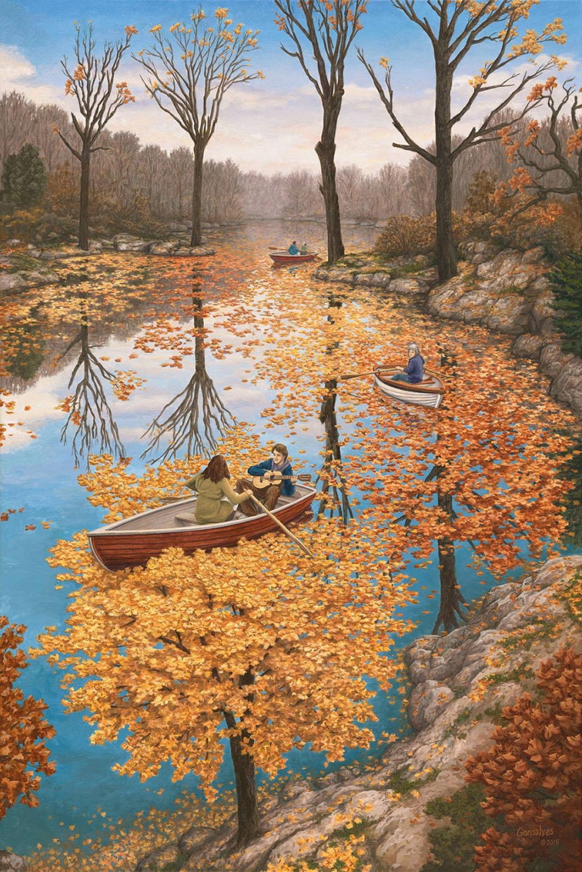 Las pinturas del artista son tan detalladas que parecen reales. Las pinturas del artista son tan detalladas que parecen reales.
