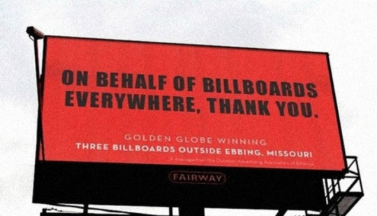 Los productores de Billboard agradecieron a los creadores de la película "Three Billboards on the border of Ebbing, Missouri"