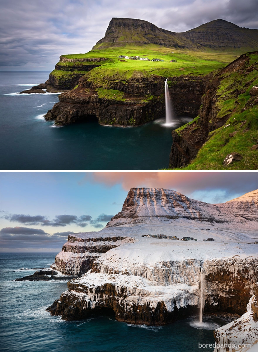 Magical pictures of picturesque places before and during winter
