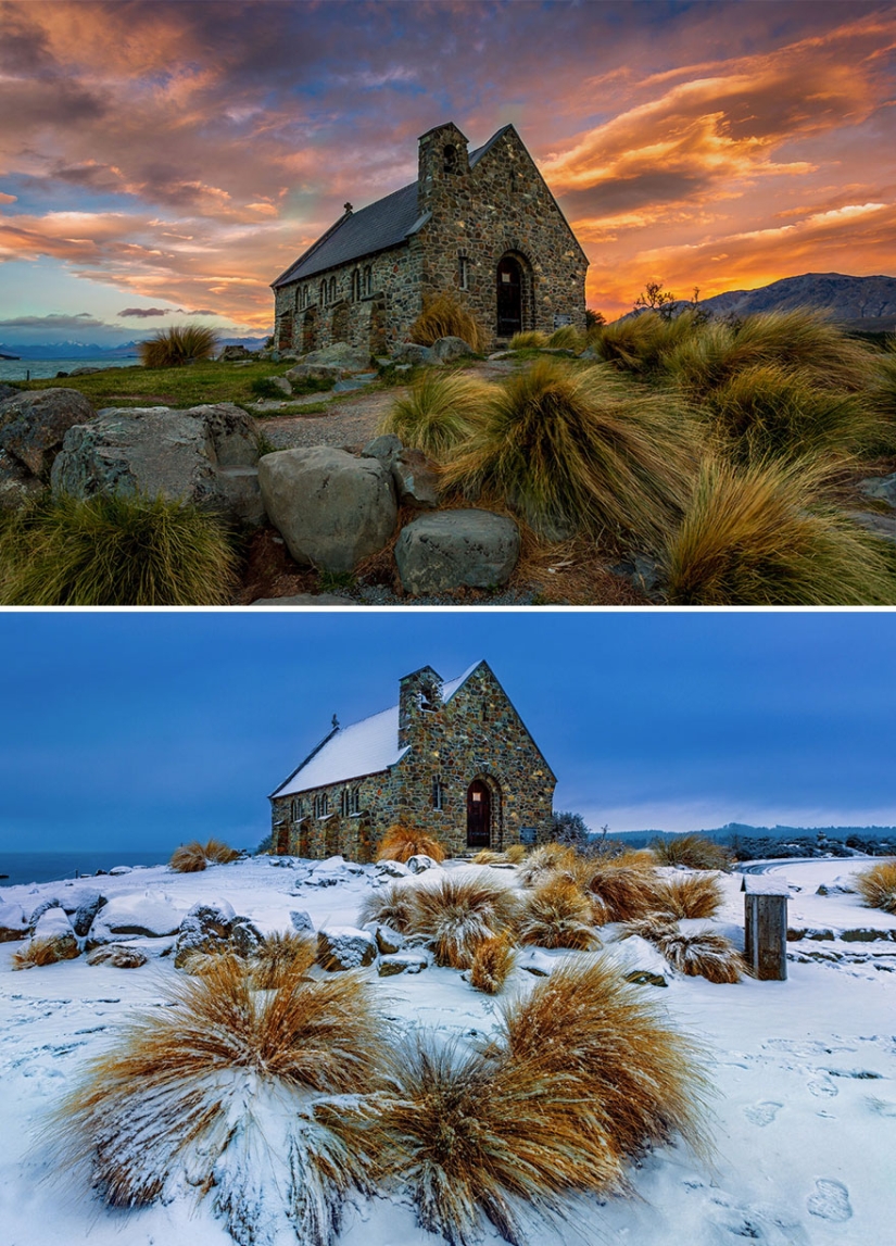 Magical pictures of picturesque places before and during winter