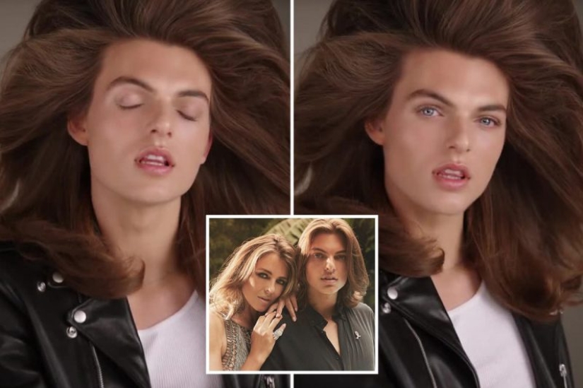 Mama's boy: Damian Hurley looks like his mother in a new photo shoot