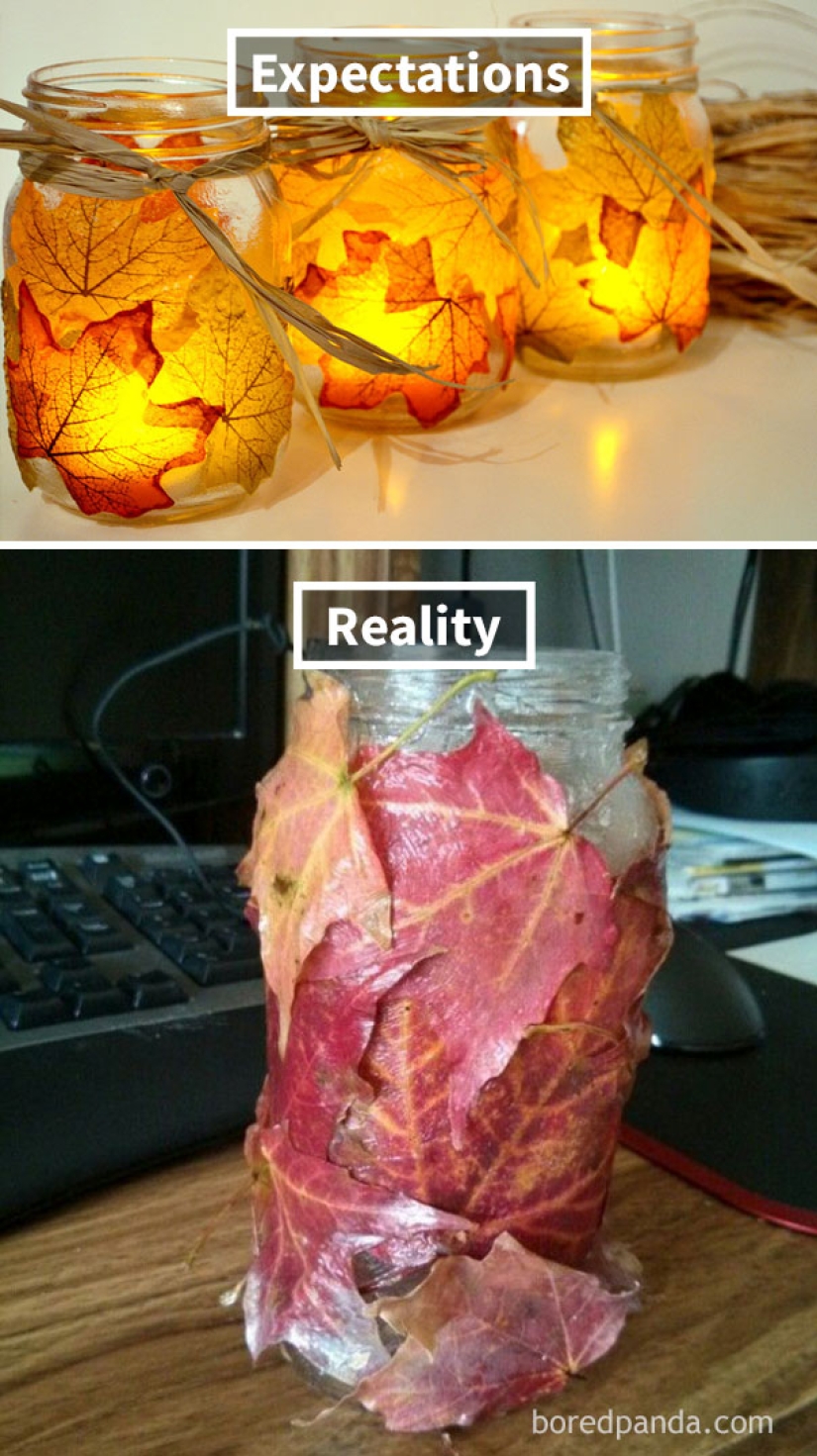 Manualidades creativas con sus manos: las expectativas y la realidad