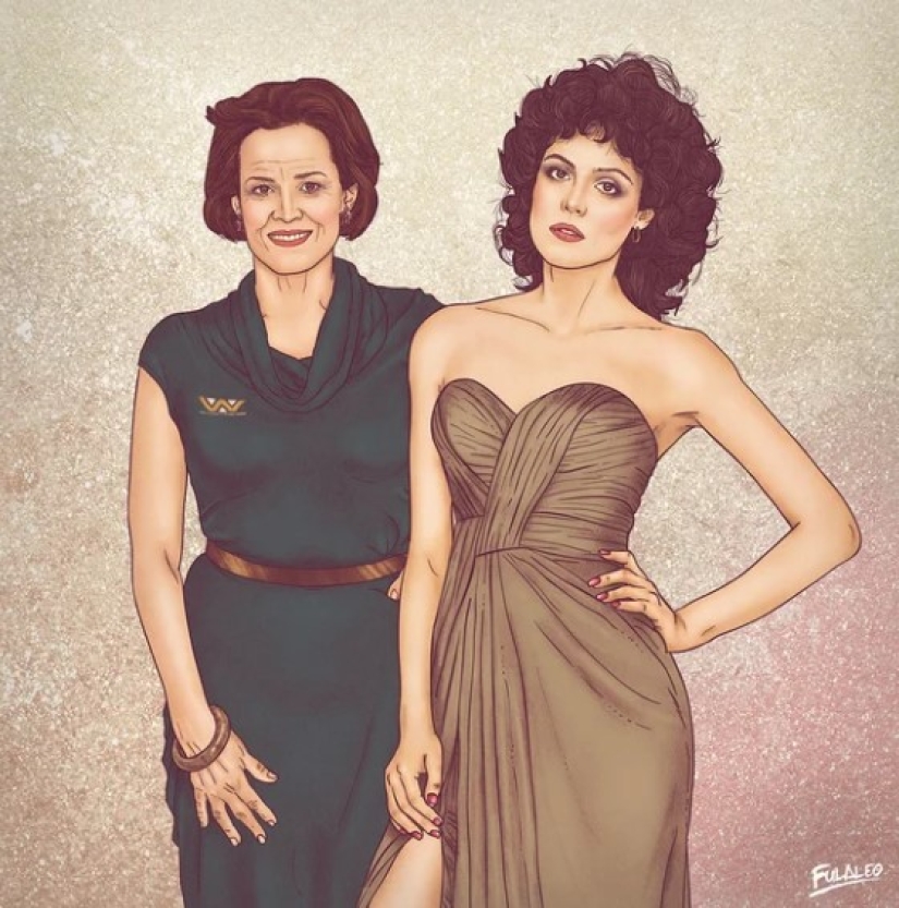 "Mis años son mi riqueza": celebridades en compañía de sí mismas en su juventud sobre ilustraciones de un artista colombiano