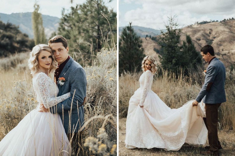 Moved to tears: the granddaughter put on her grandmother's dress for the wedding, which is more than half a century old