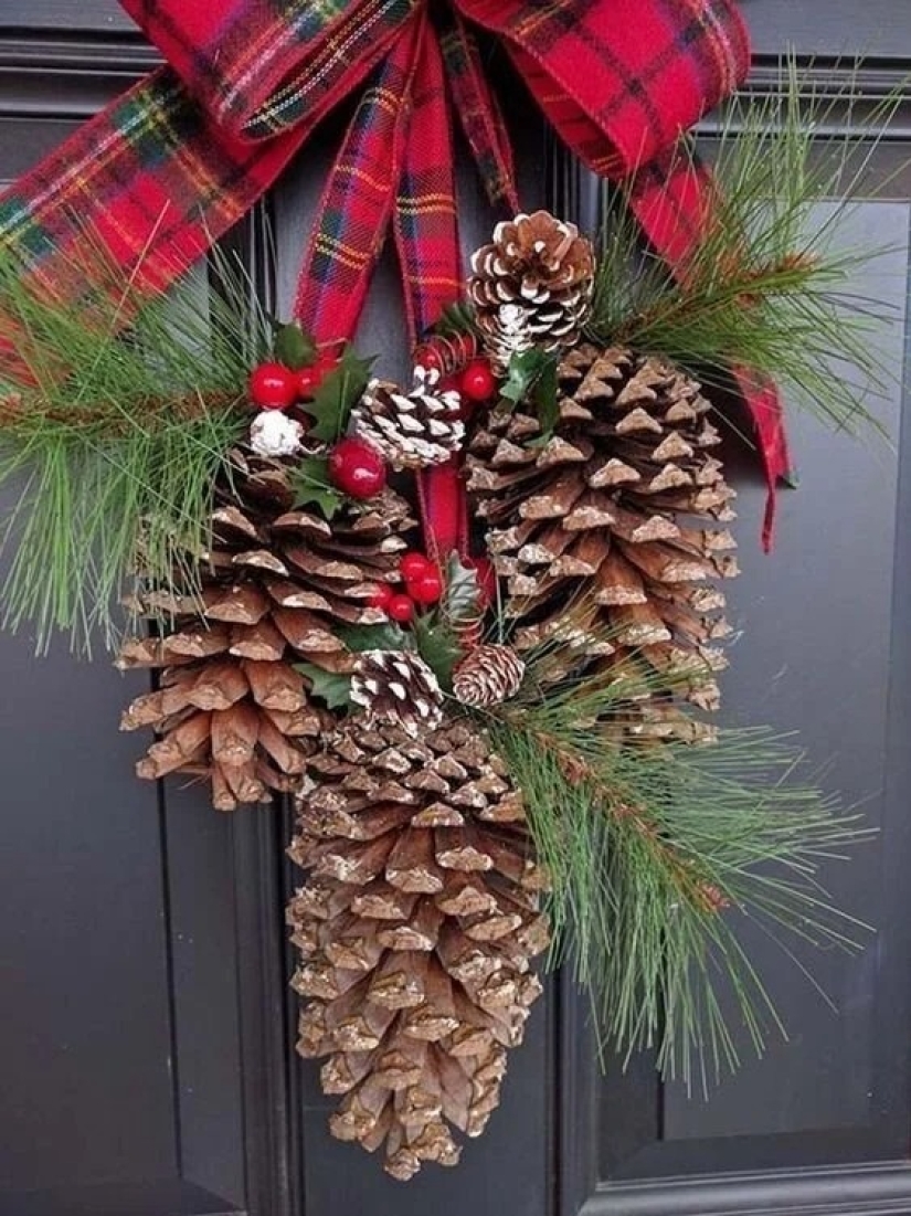 Más geniales ideas de decoraciones de Navidad de los conos y ramitas