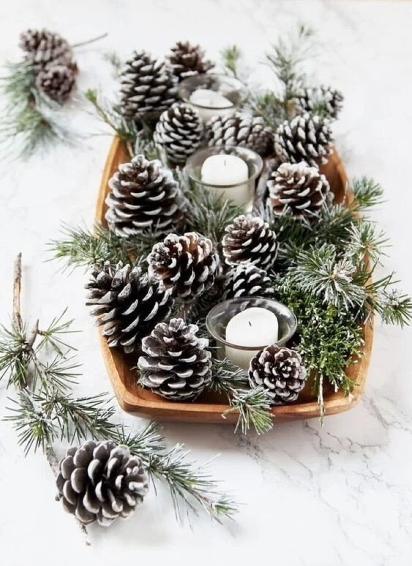 Más geniales ideas de decoraciones de Navidad de los conos y ramitas