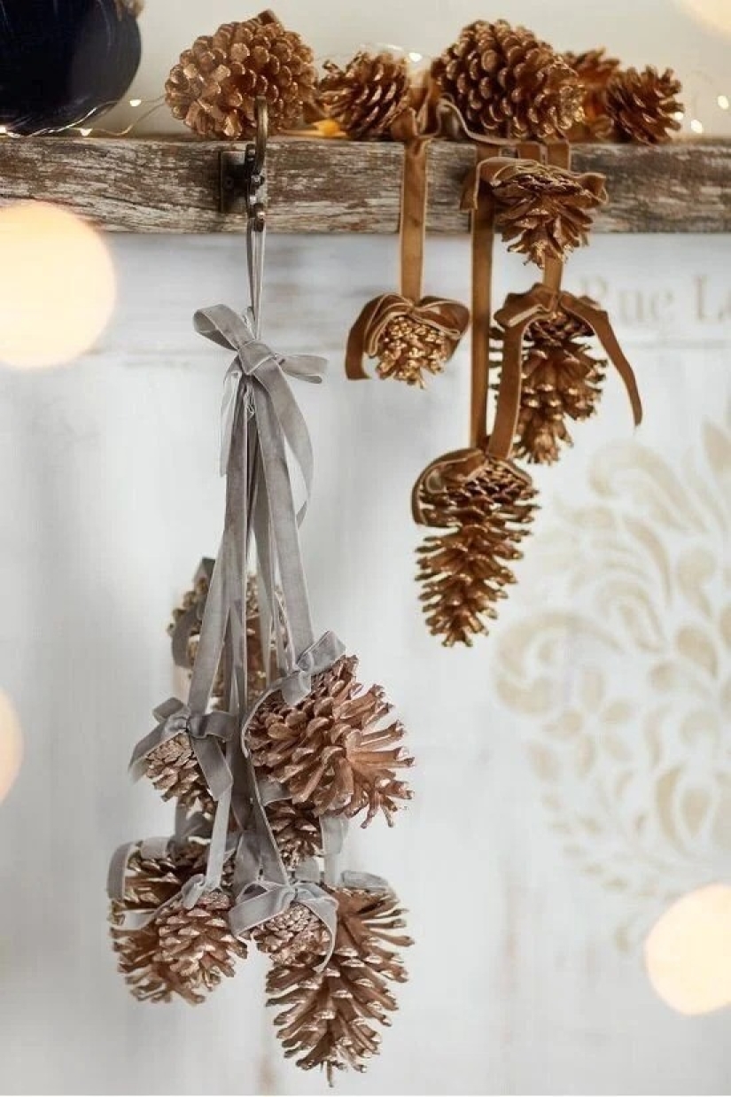 Más geniales ideas de decoraciones de Navidad de los conos y ramitas