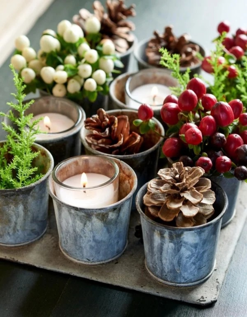 Más geniales ideas de decoraciones de Navidad de los conos y ramitas