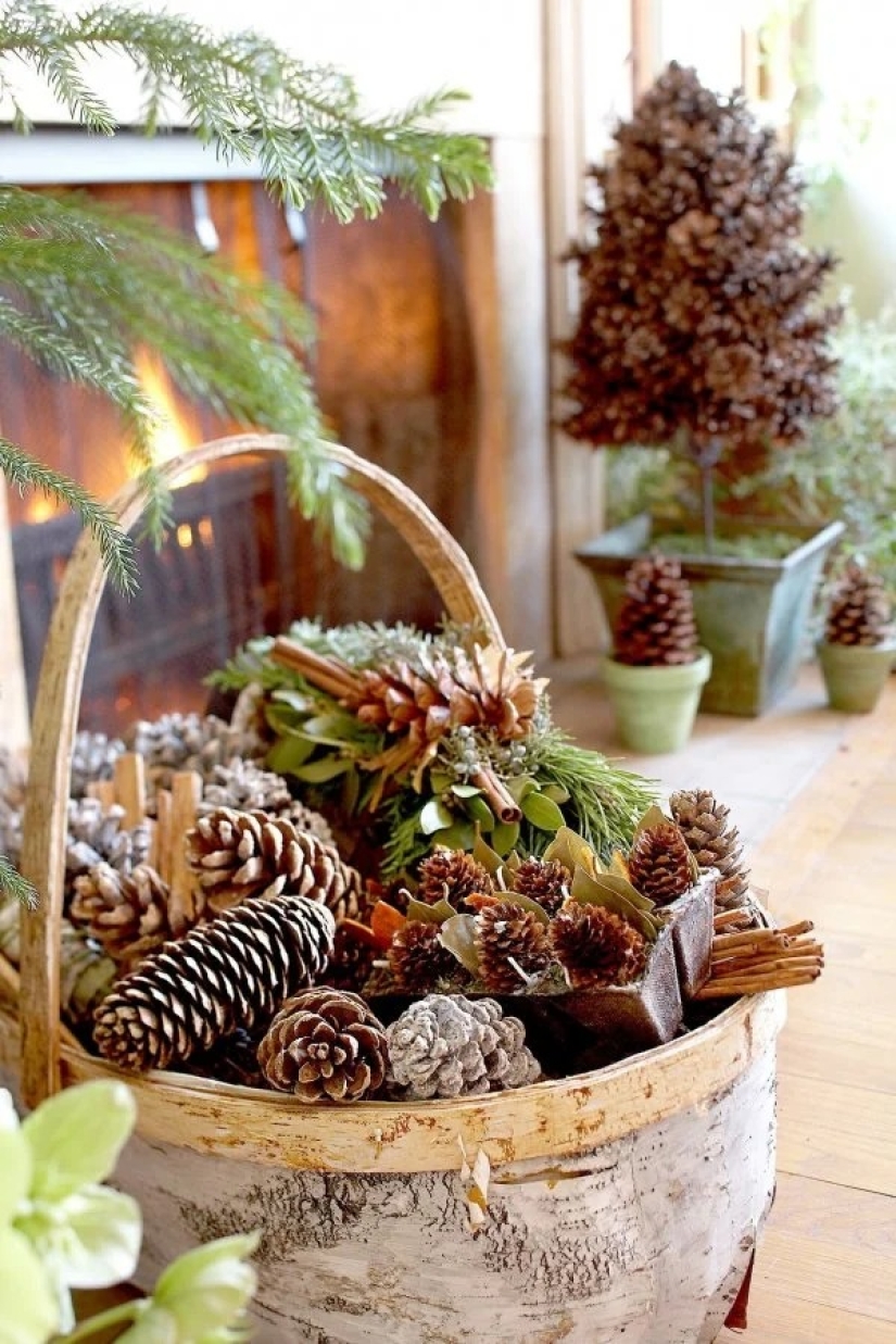 Más geniales ideas de decoraciones de Navidad de los conos y ramitas
