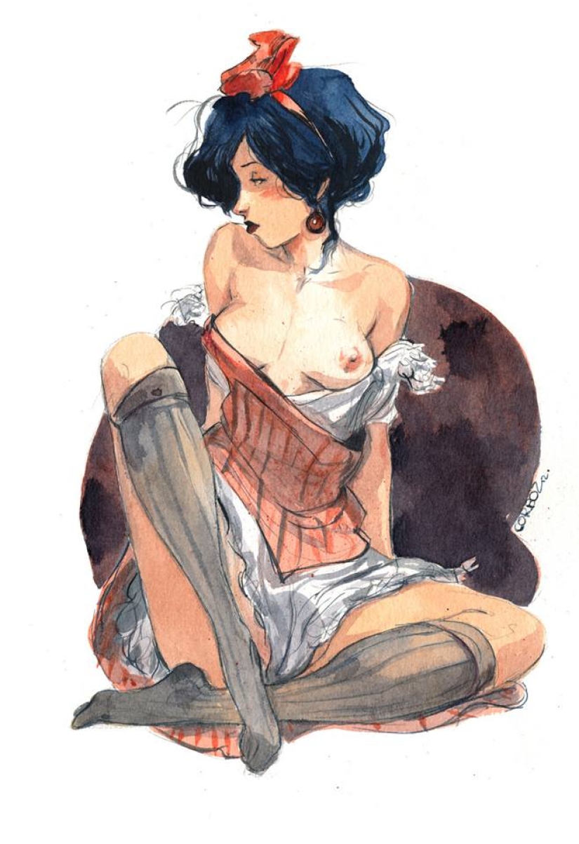 Mujeres francesas sexys en acuarelas del artista Yannick Corbeau