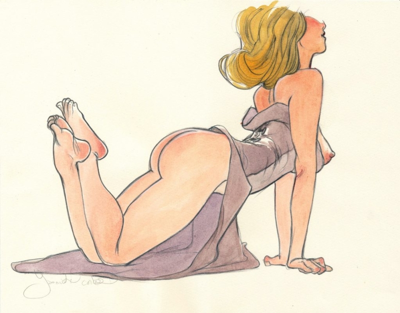 Mujeres francesas sexys en acuarelas del artista Yannick Corbeau