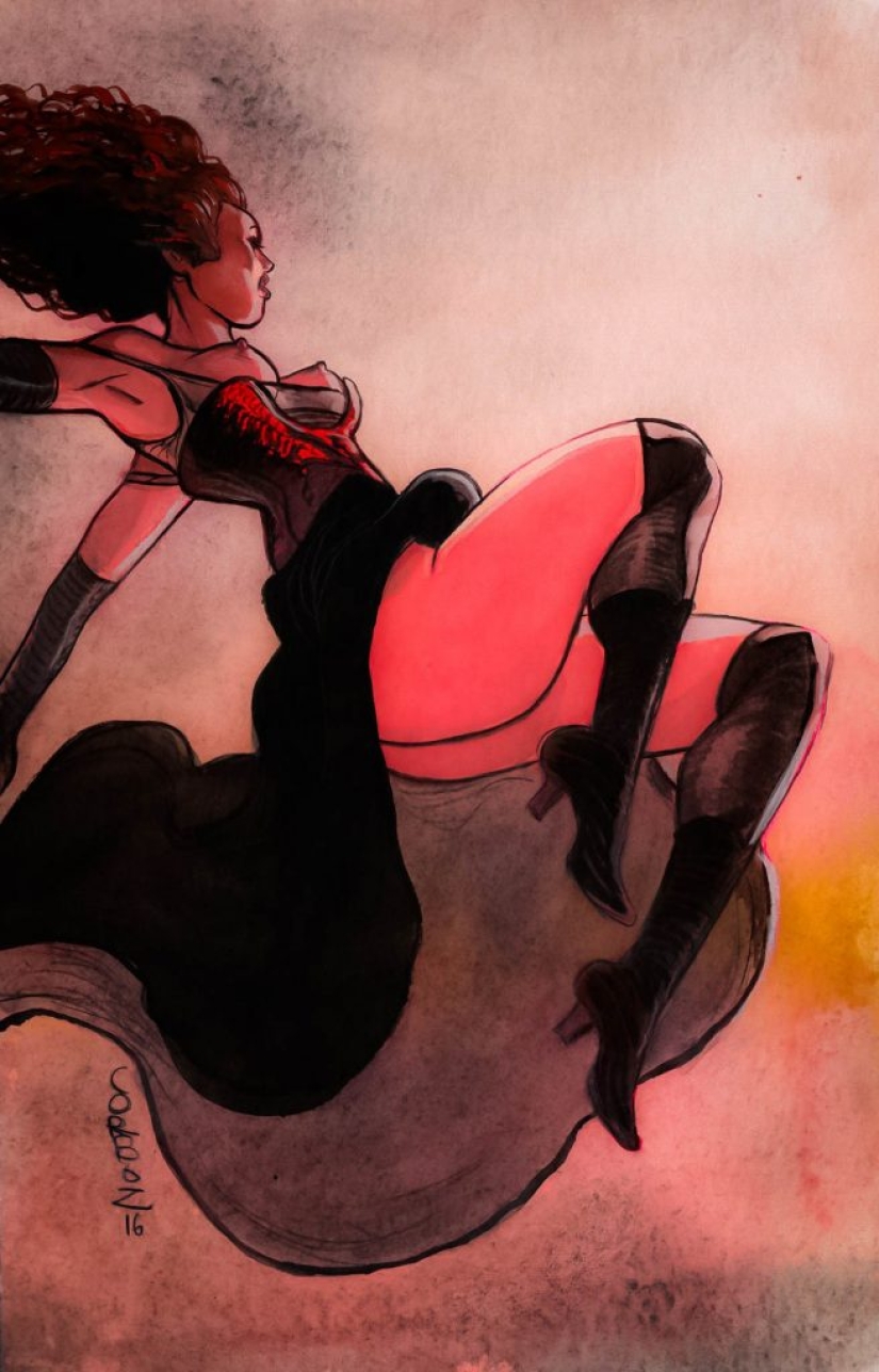 Mujeres francesas sexys en acuarelas del artista Yannick Corbeau