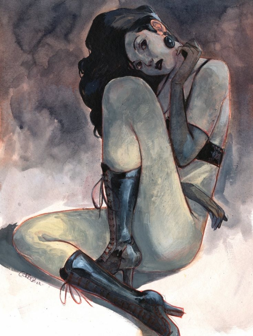 Mujeres francesas sexys en acuarelas del artista Yannick Corbeau