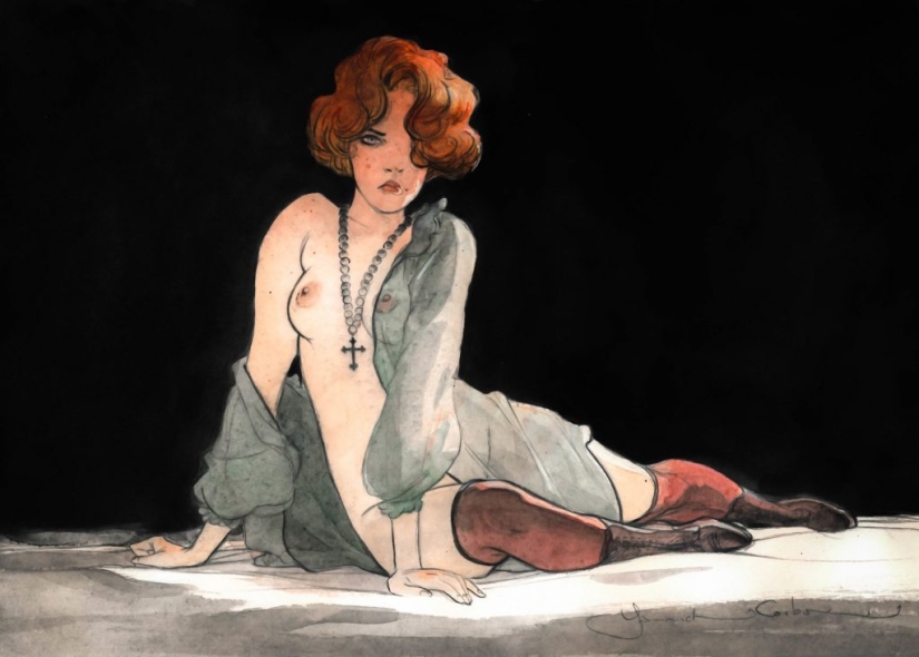 Mujeres francesas sexys en acuarelas del artista Yannick Corbeau