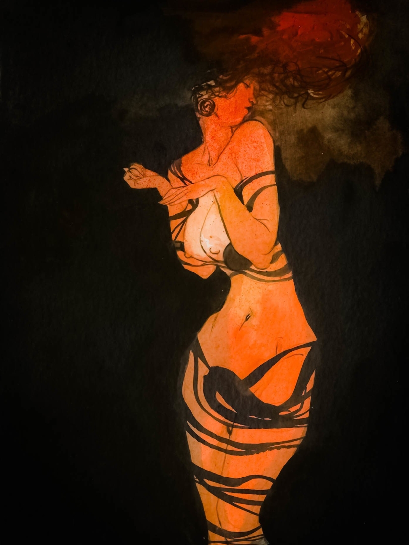 Mujeres francesas sexys en acuarelas del artista Yannick Corbeau