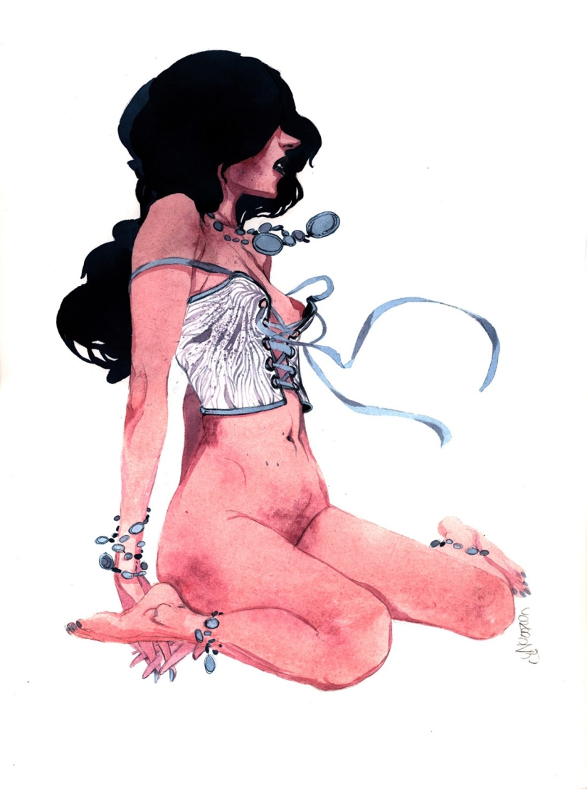Mujeres francesas sexys en acuarelas del artista Yannick Corbeau