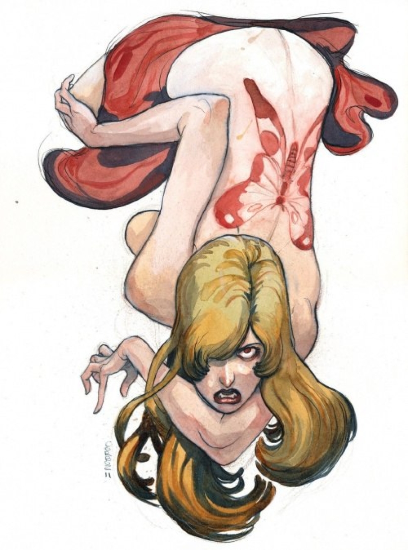 Mujeres francesas sexys en acuarelas del artista Yannick Corbeau