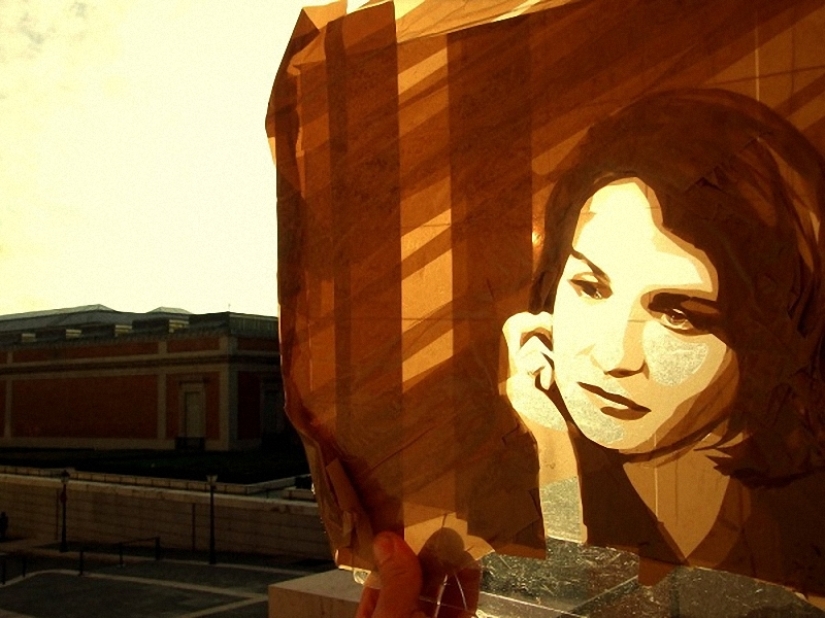 Paintings made of scotch tape