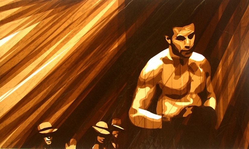 Paintings made of scotch tape