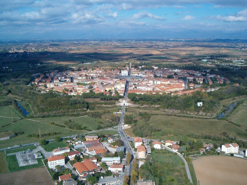 Palmanova is a symmetrical fortress city in Italy