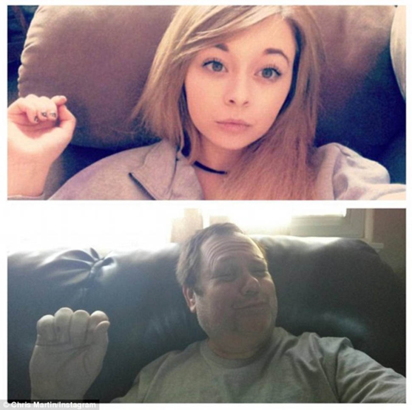 Papá trolea a su hija parodiando su selfie Papá trolea a su hija parodiando su selfie