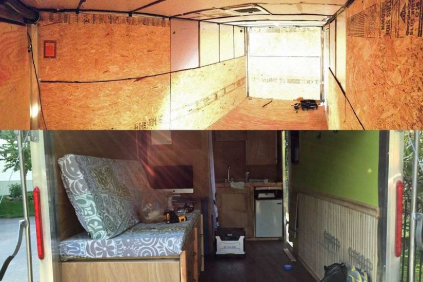 "Pay for gas, not rent": A couple quit their jobs to travel around the US, living in a tiny trailer "Pay for gas, not rent": A couple quit their jobs to travel around the US, living in a tiny trailer