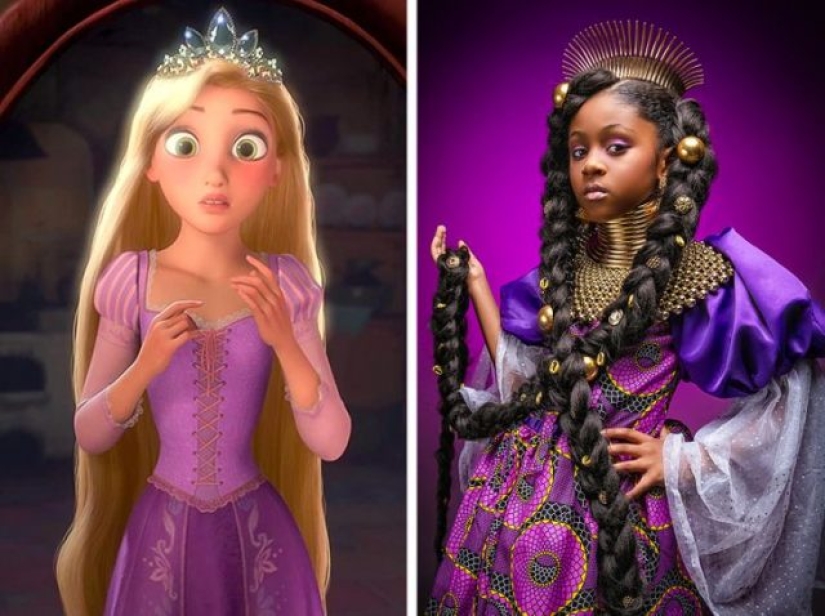 Photographers teamed up with a hairdresser to create 14 photos of black women as Disney princesses