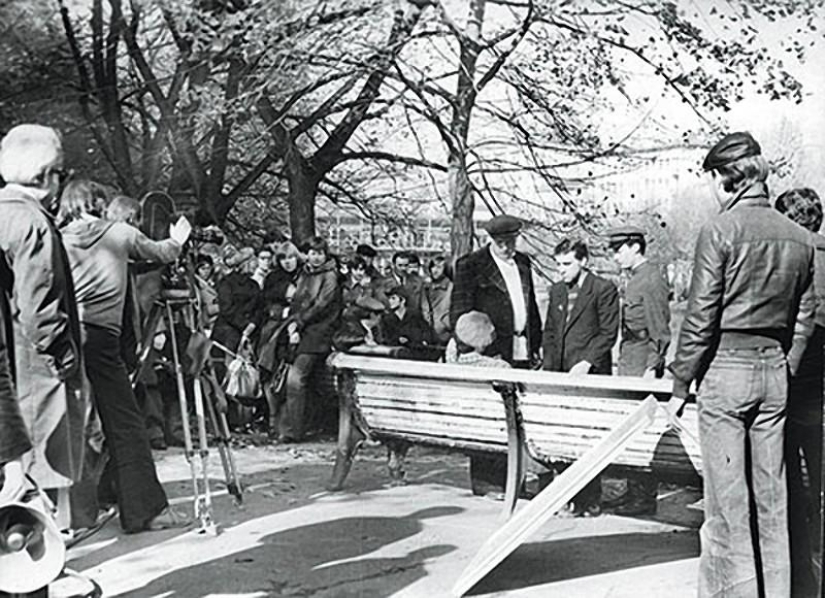 Rare footage from the filming of Soviet films