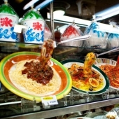 Realistic dummies of dishes in Japanese restaurants