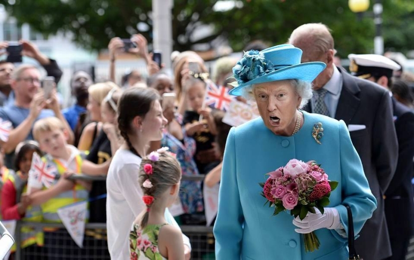 Reina Trump: Diseñador crea collages de imágenes de Donald Trump y la reina Isabel