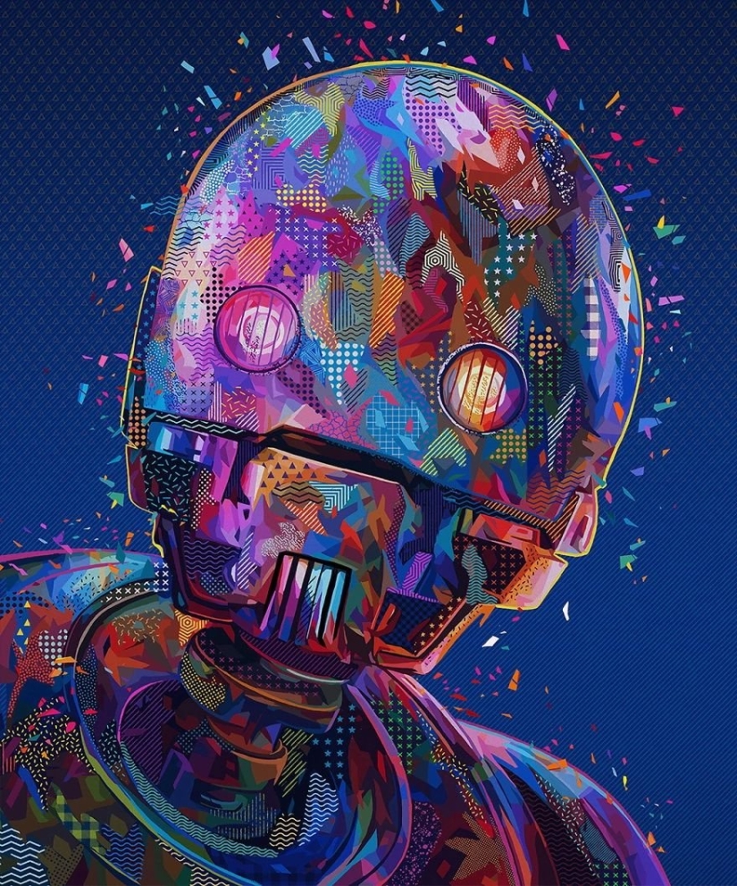 Retratos abstractos coloridos de estrellas en estilo pop art