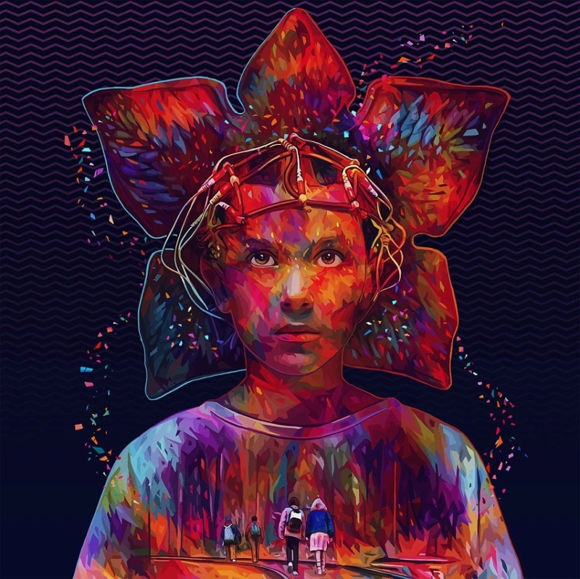 Retratos abstractos coloridos de estrellas en estilo pop art