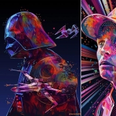 Retratos abstractos coloridos de estrellas en estilo pop art