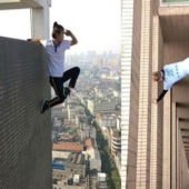 Rufer from China fell off a skyscraper during a stunt, and this was captured by the camera