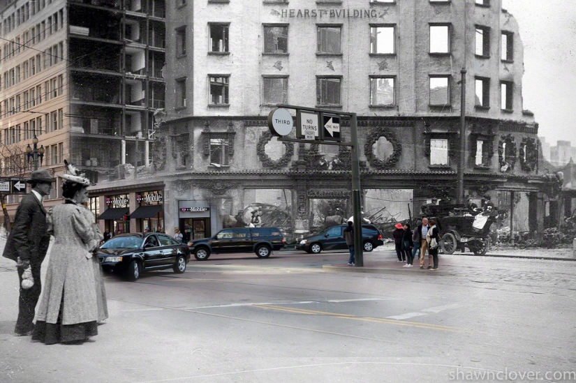 San Francisco después del devastador terremoto de 1906 y hoy San Francisco después del devastador terremoto de 1906 y hoy