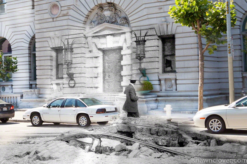 San Francisco después del devastador terremoto de 1906 y hoy San Francisco después del devastador terremoto de 1906 y hoy
