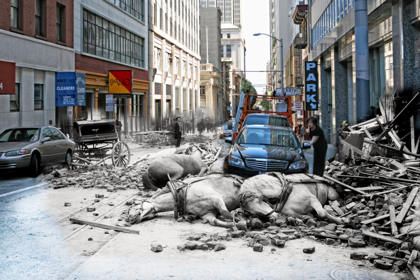 San Francisco después del devastador terremoto de 1906 y hoy San Francisco después del devastador terremoto de 1906 y hoy