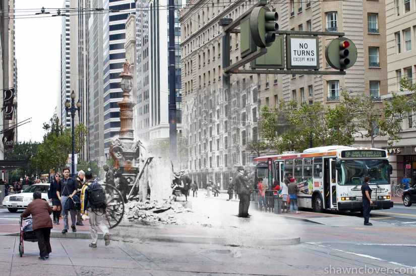 San Francisco después del devastador terremoto de 1906 y hoy San Francisco después del devastador terremoto de 1906 y hoy
