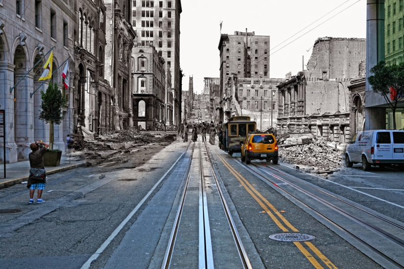 San Francisco después del devastador terremoto de 1906 y hoy San Francisco después del devastador terremoto de 1906 y hoy