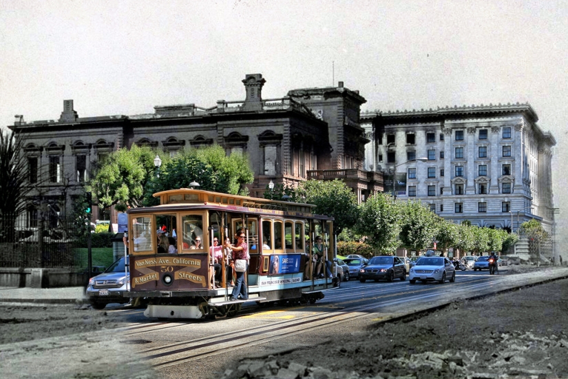 San Francisco después del devastador terremoto de 1906 y hoy San Francisco después del devastador terremoto de 1906 y hoy