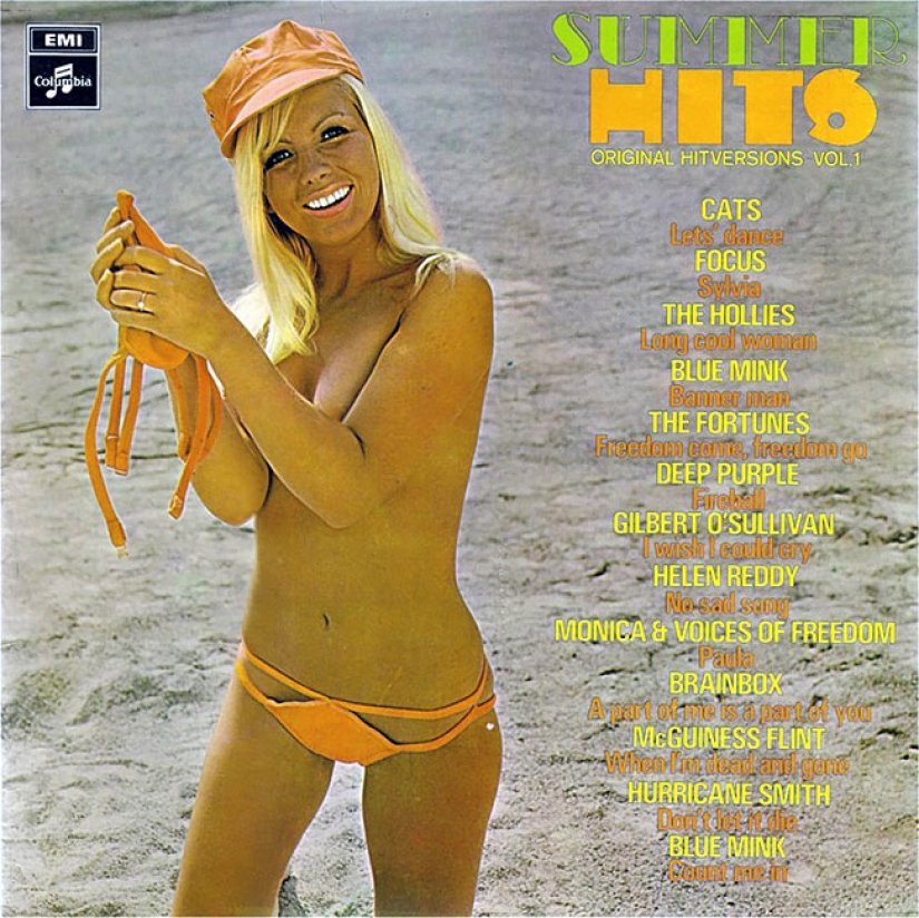 Seductive bikinis from the covers of records of the 60-80s