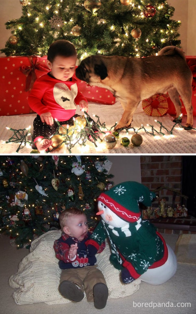 Sesión de fotos de Año Nuevo con un niño: expectativas y realidad