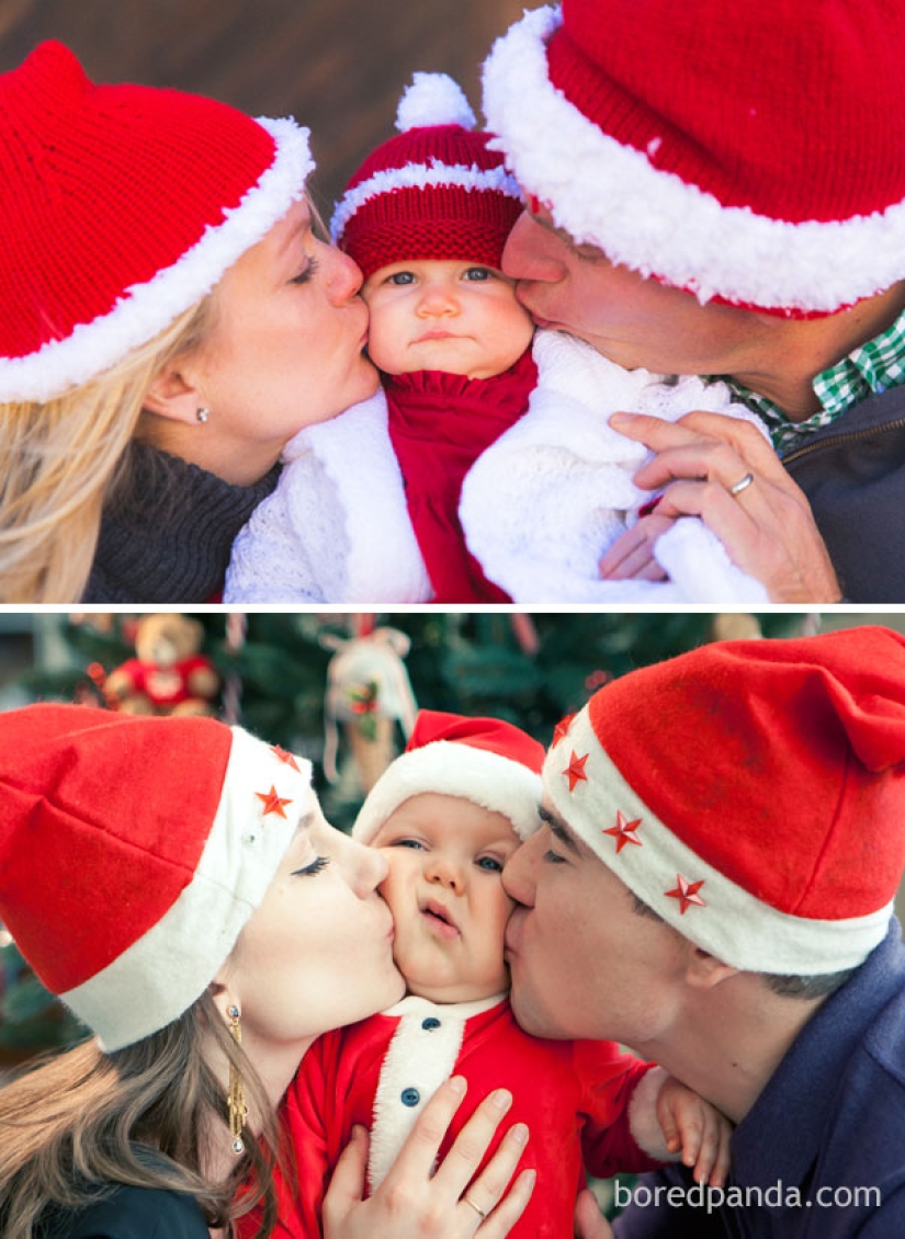 Sesión de fotos de Año Nuevo con un niño: expectativas y realidad